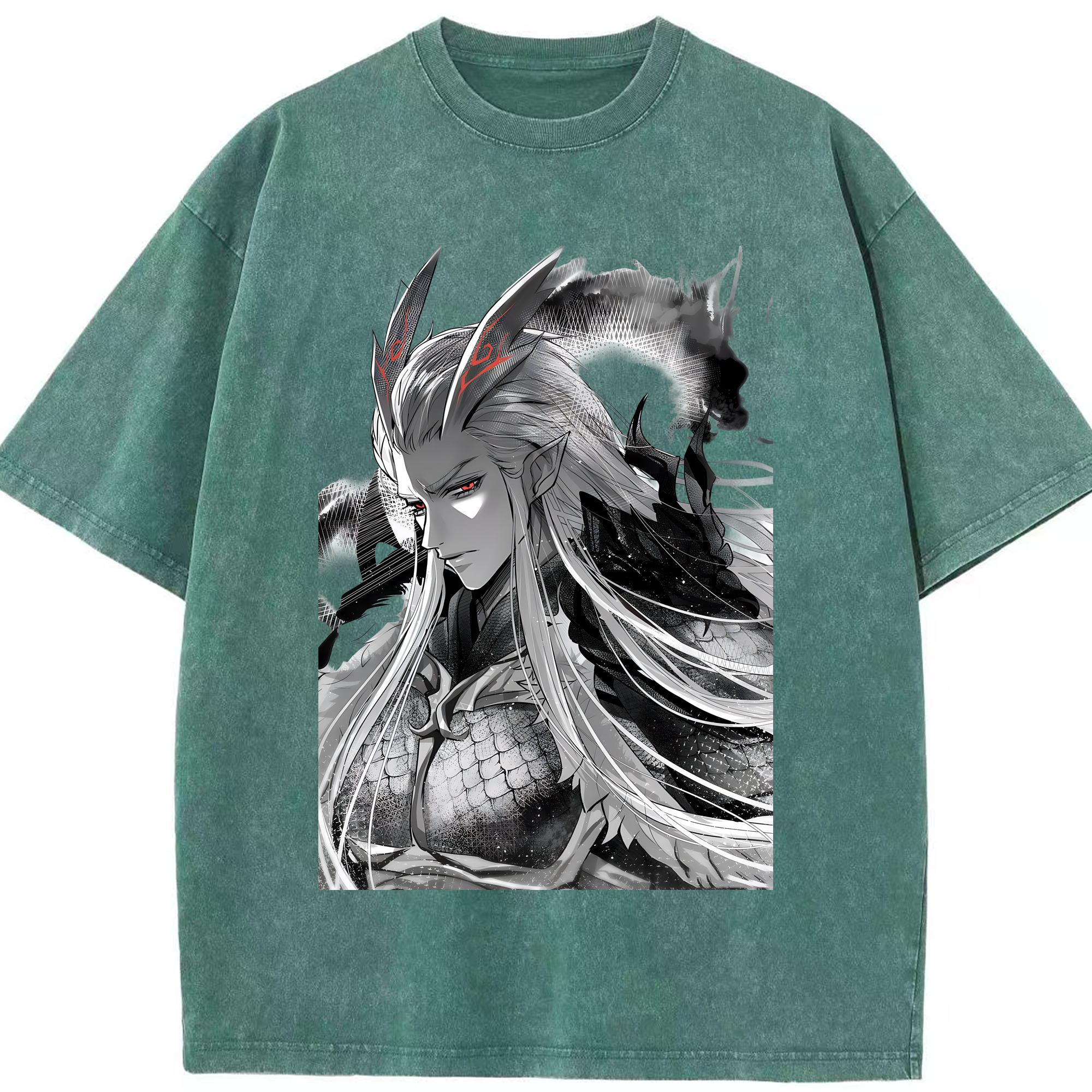 （画像用） Ne Zha 2 ナタ 魔童の大暴れ 綿100% ヴィンテージ風 半袖Tシャツ（フロントプリント）